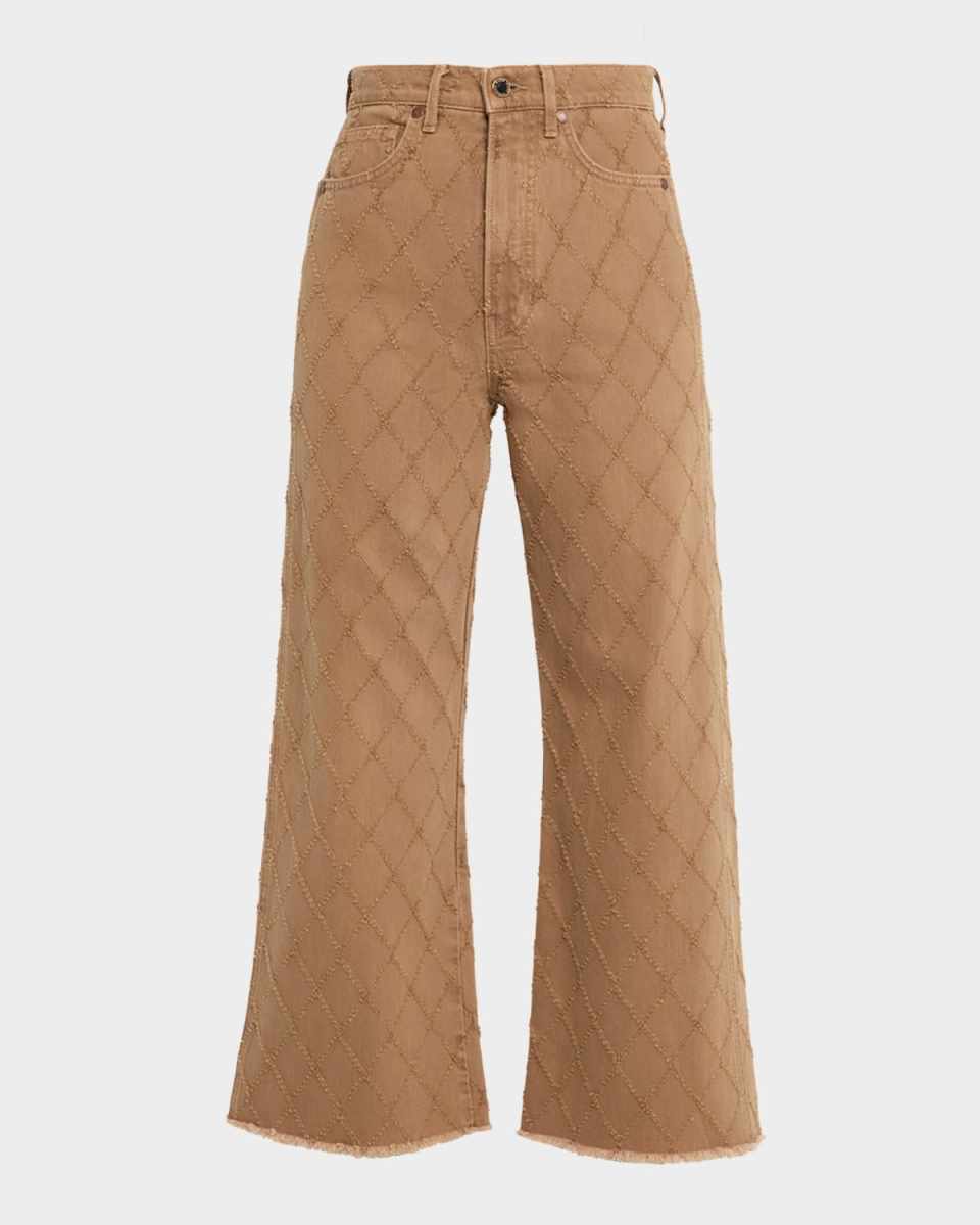 Taylor Perforated Diamond Cropped Wide Jeans